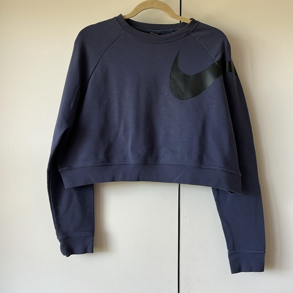 Nike GPX Versa Long Sleeve Cropped Sweatshirt Dri-Fit Navy Blue Women's Large - Picture 3 of 8